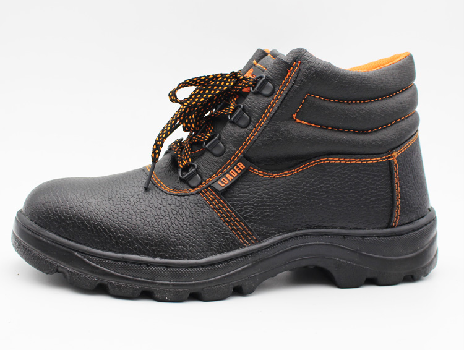 Embossed Leather Rubber Outsole Steel Toe Safety Shoes