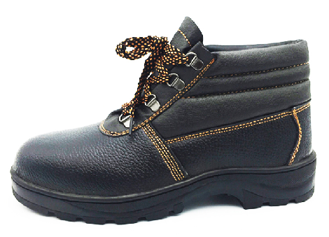 Embossed Leather Rubber Outsole Safety Shoes