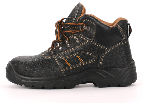 Embossed Leather Rubber Outsole Safety Shoes